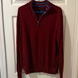 Tailorbyrd Men's Burgundy Quarter Zip-Up Wool Sweater